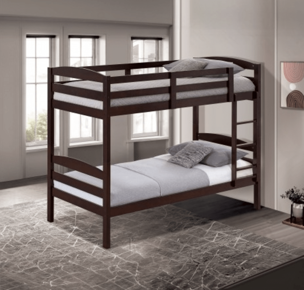 FINSBURY Twin Twin Bunk Bed | FM - BK110ES - T Color Espresso - N4dboots.com