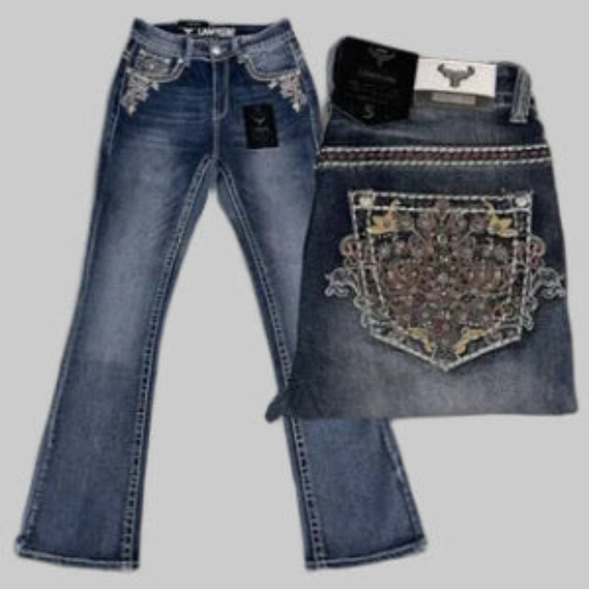LAMASINI Women Jeans L767 Blue - N4dboots.com