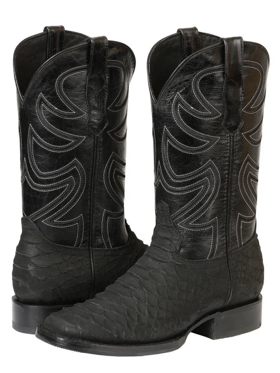 El General Men’s Rodeo Boot Imitation Python - Black 45561 - N4dboots.com