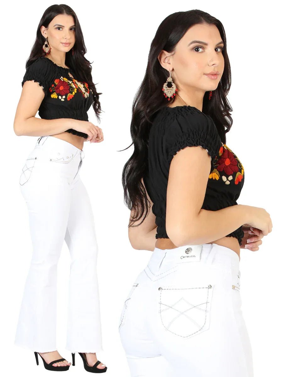 Centenario Women's White Bootcut Denim Jeans 45545 - N4dboots.com
