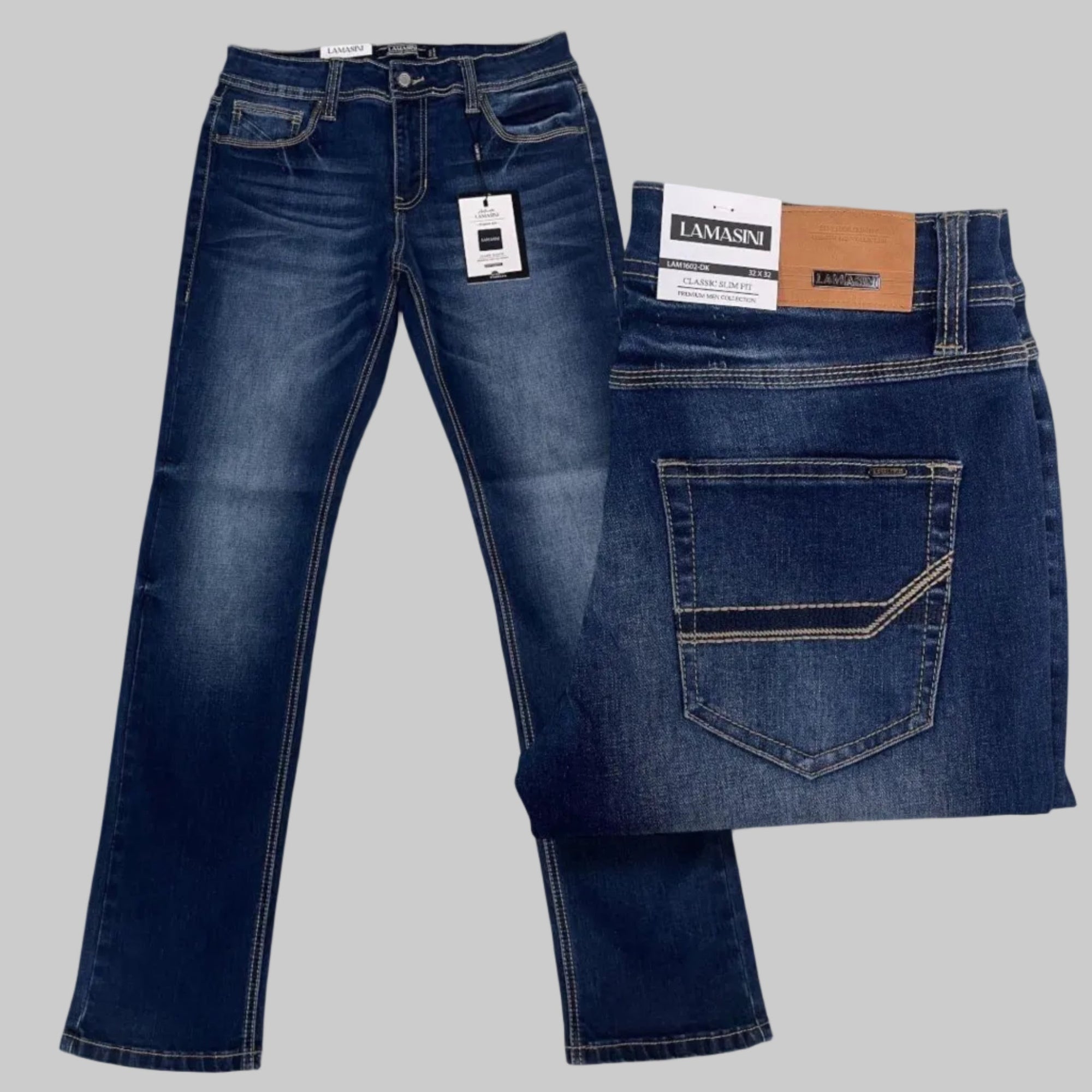 LAMASINI Men Jeans Lam Dark Blue - N4dboots.com