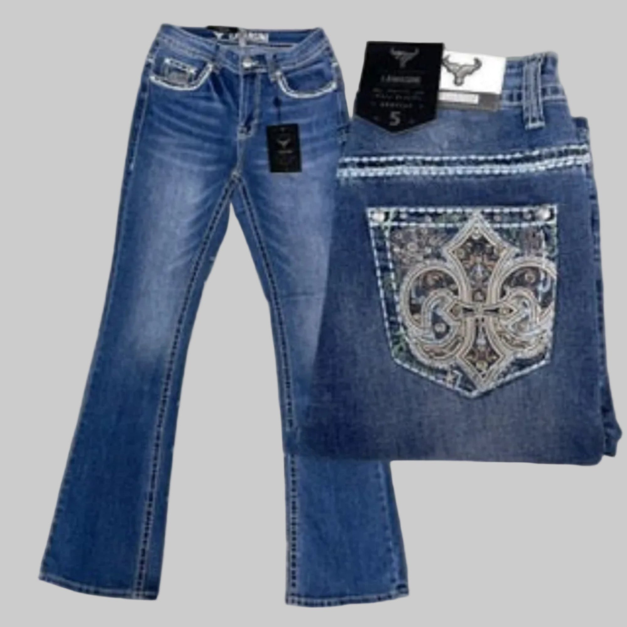 LAMASINI Women Jeans L758 Light Blue - N4dboots.com