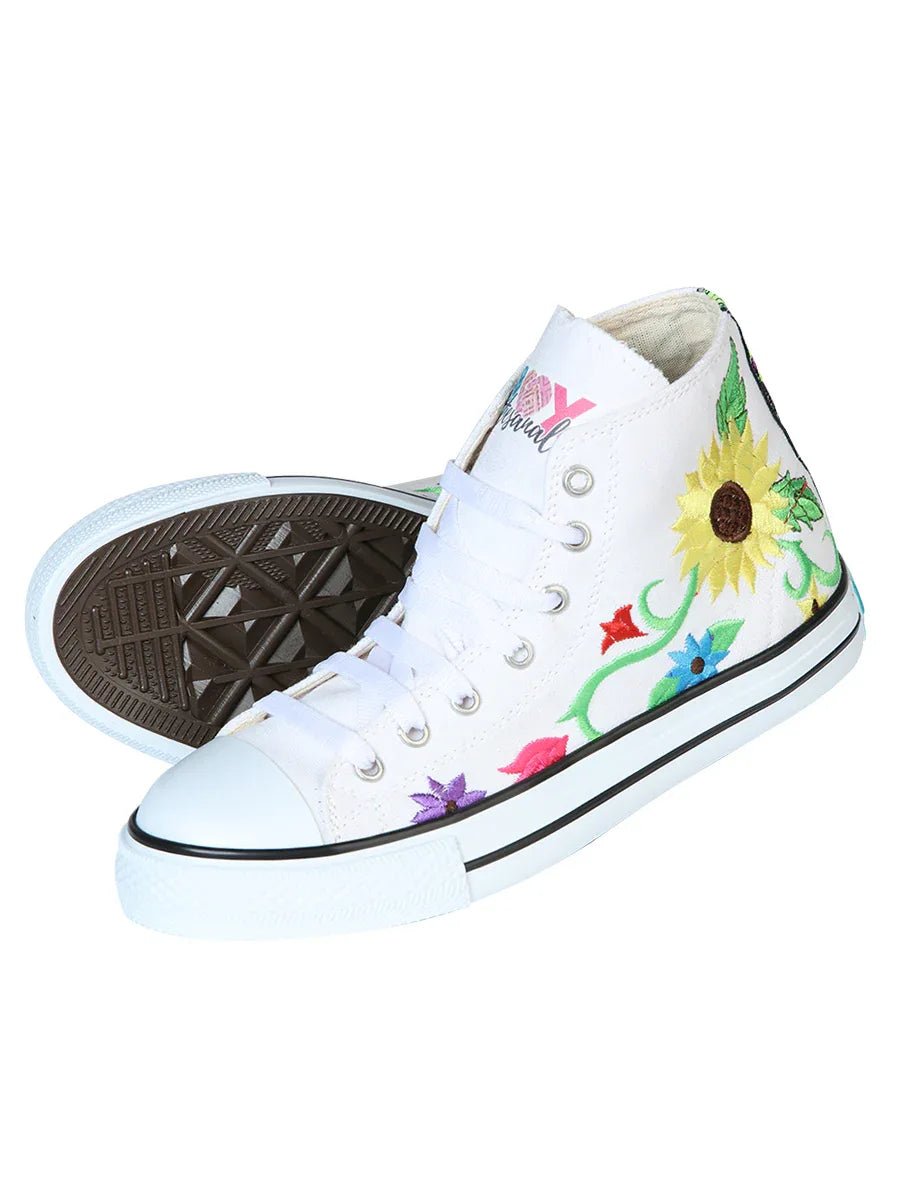Artisanal Embroidered Sneakers Textile Canvas White 602787 - N4dboots.com