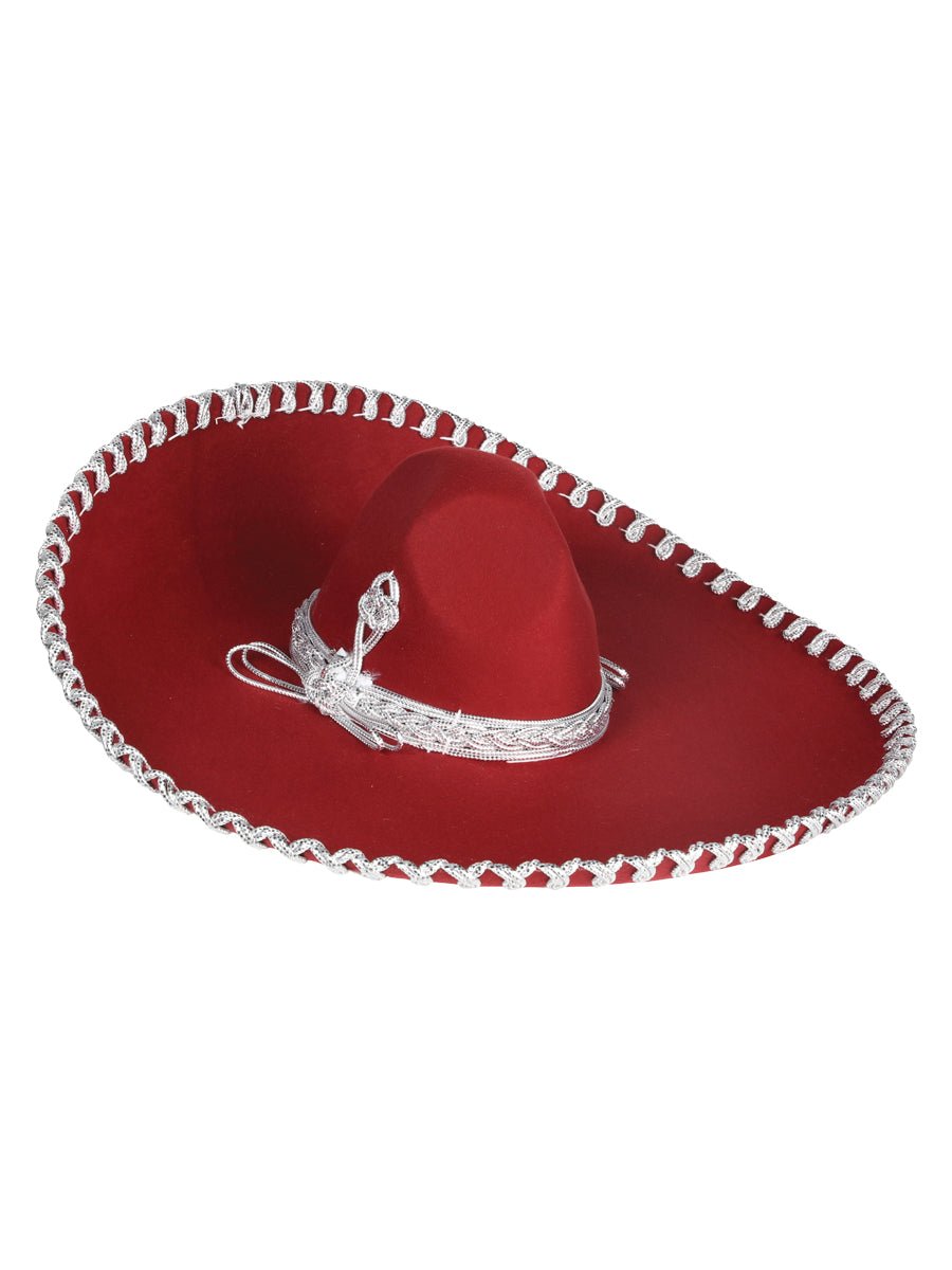 Adult Mexicanl Charro Hat Velvet Wine/Silver 602321 - N4dboots.com