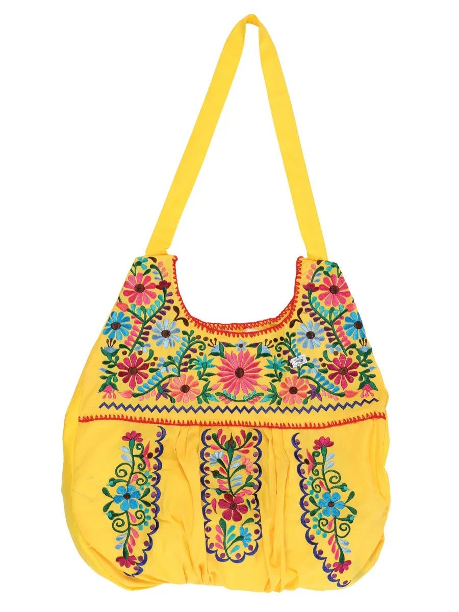 Artisanal Embroidered Handbag 50% Cotton, 50% Polyester Yellow 603193 - N4dboots.com