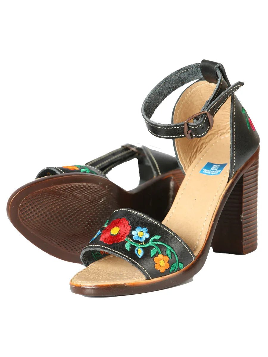 Mexican Artisanal Sandals Leather Black 603952 - N4dboots.com