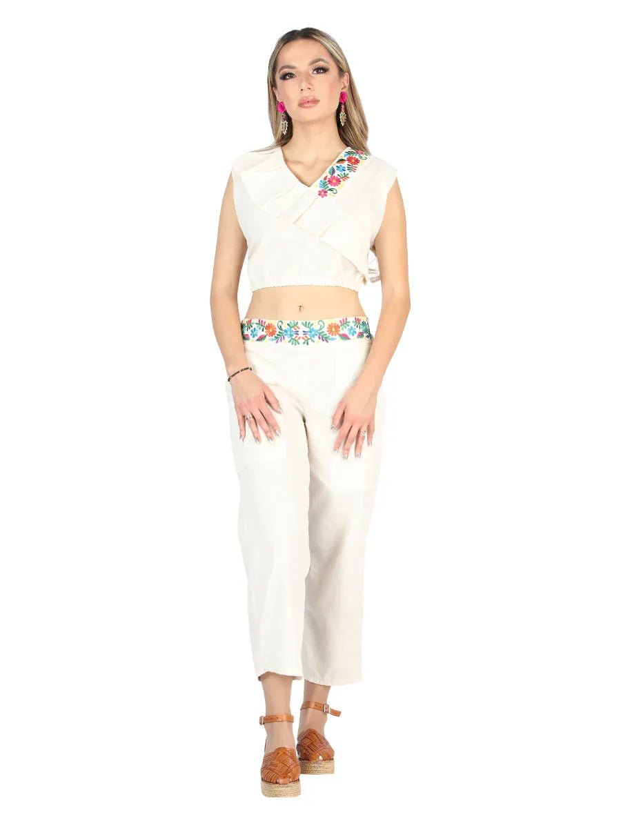 Artisanal Embroidered Set 100% Cotton Beige 604049 - N4dboots.com