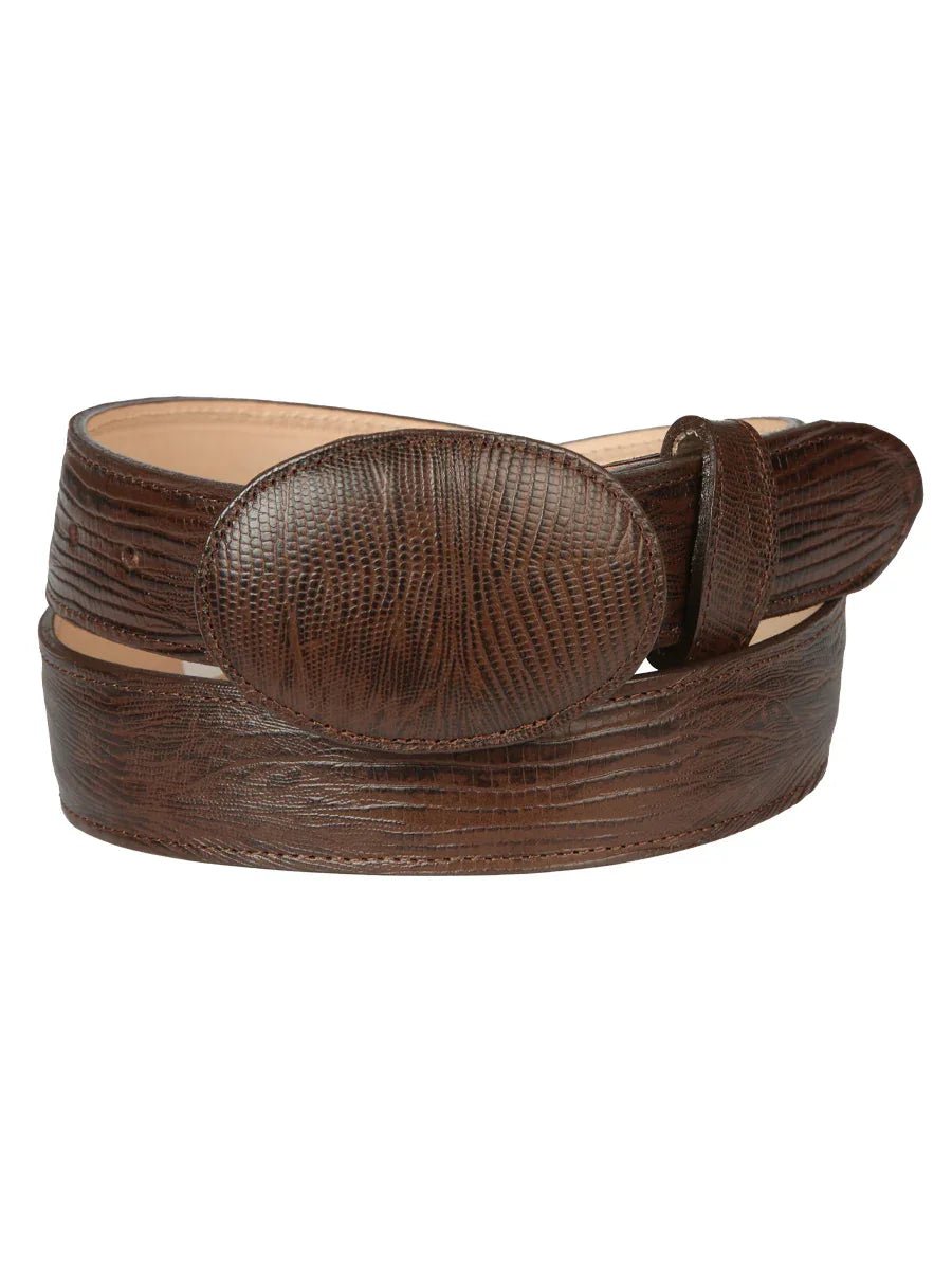 El General Men’s Cowboy Belt Imitation Lizard Leather - Brown 44678 - N4dboots.com