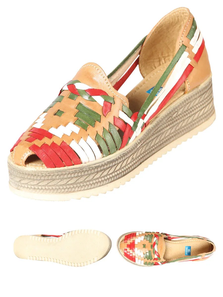 Mexican Artisanal Sandals Leather Tricolor 603942 - N4dboots.com
