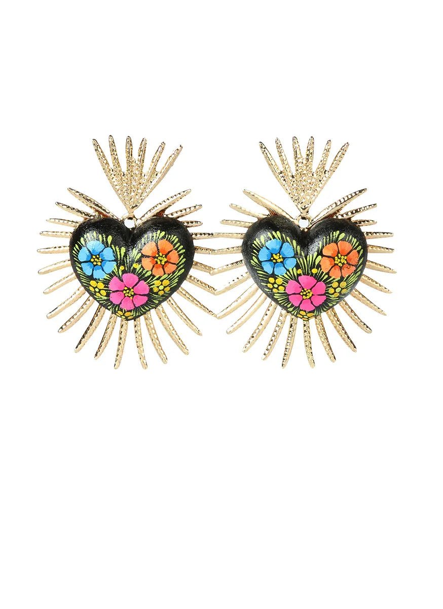 Artisanal Hand Painted Earrings Black 603972 - N4dboots.com