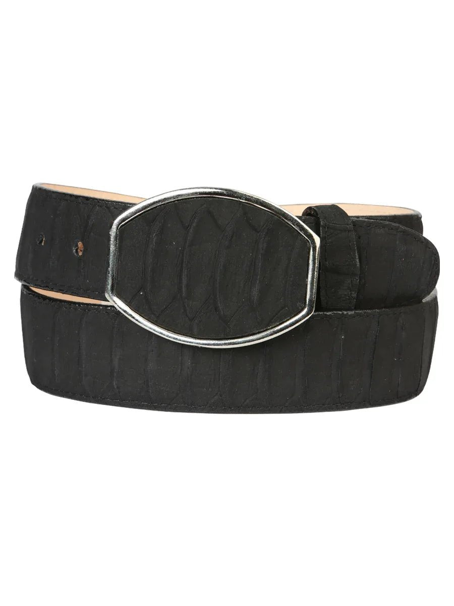Men’s Western Belt El General Imitation Python - Black 45569 - N4dboots.com