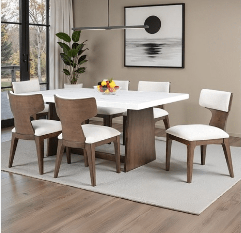 CERWYS 7PC DINING TABLE SET | FM34004BR - T - 7PC Color Brown - N4dboots.com