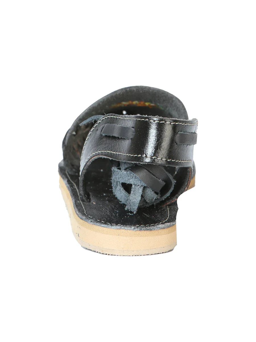 Mexican Artisanal Sandals Leather Black 603919 - N4dboots.com