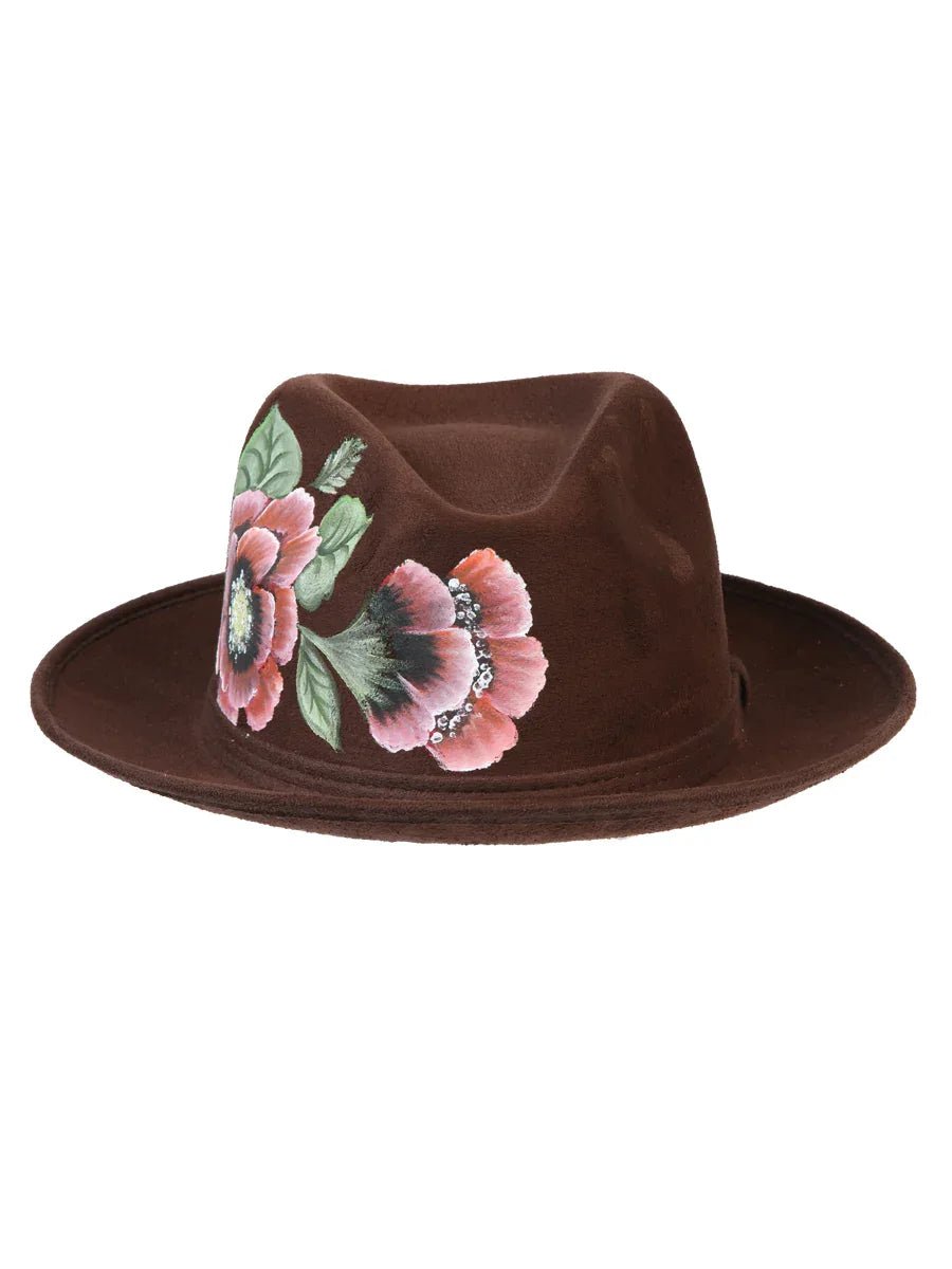 Artisanal Hand Painted Hat Suede Brown 603822 - N4dboots.com