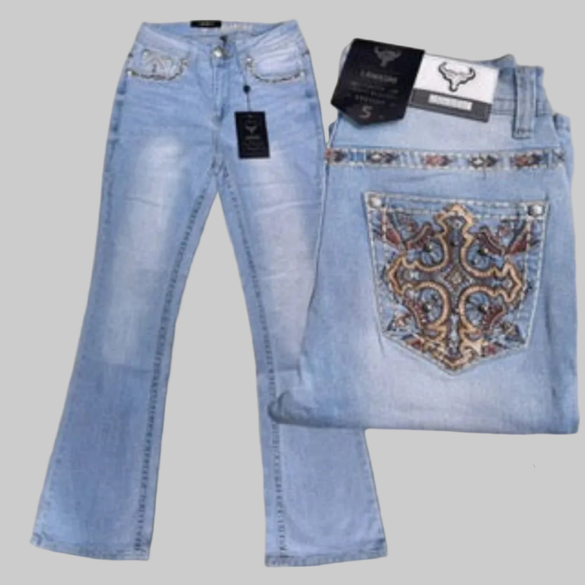 LAMASINI Women Jeans L786 Light Blue - N4dboots.com