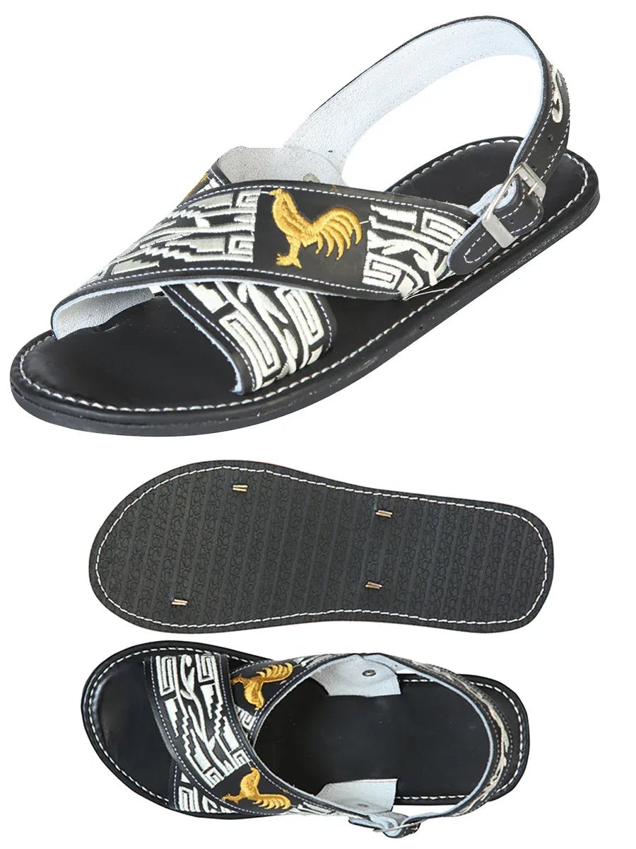 Mexican Artisanal Sandals 50% Leather, 50% Synthetic Black 603790 - N4dboots.com