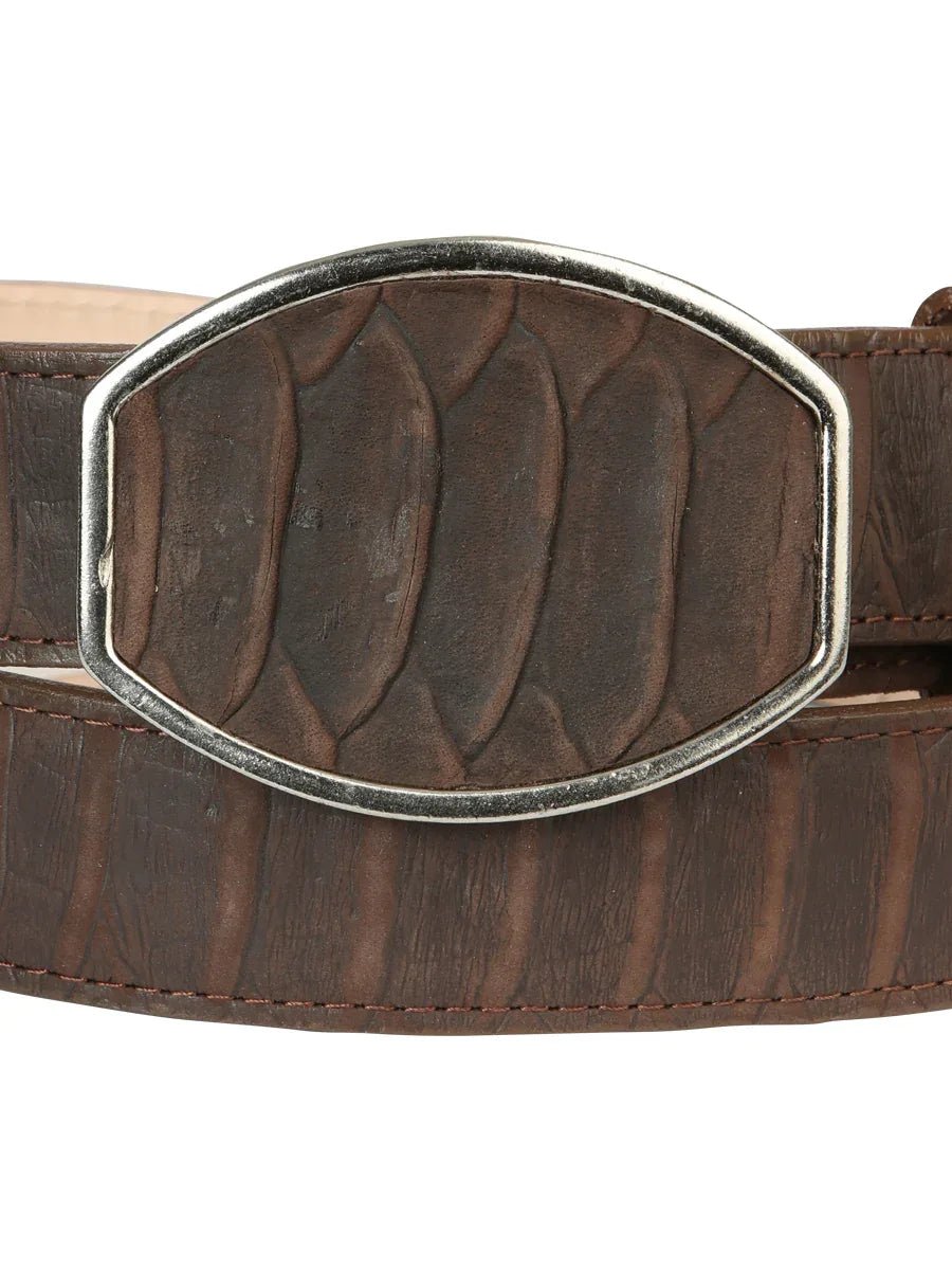Men’s Western Belt El General Imitation Python - Brown 45570 - N4dboots.com