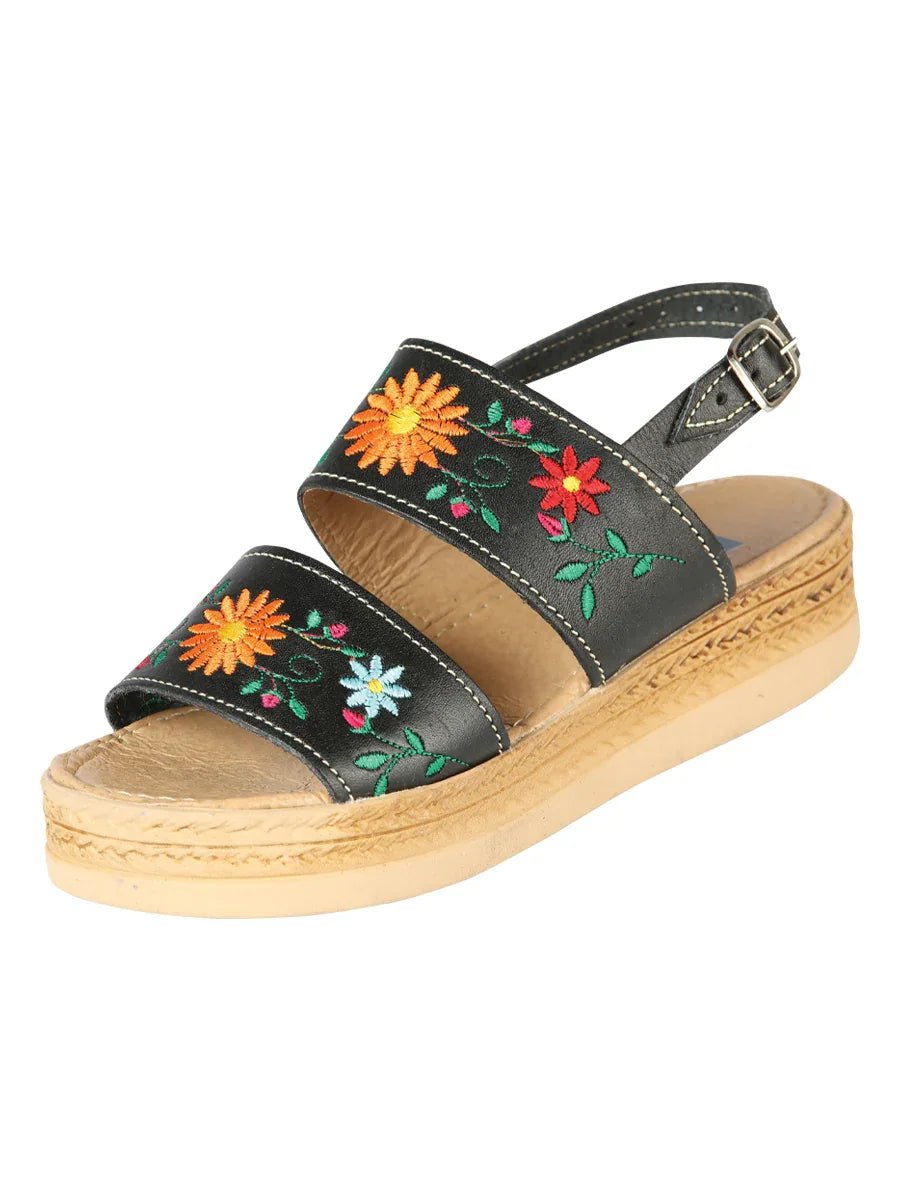 Mexica Artisanal Sandals Leather Black 603953 - N4dboots.com