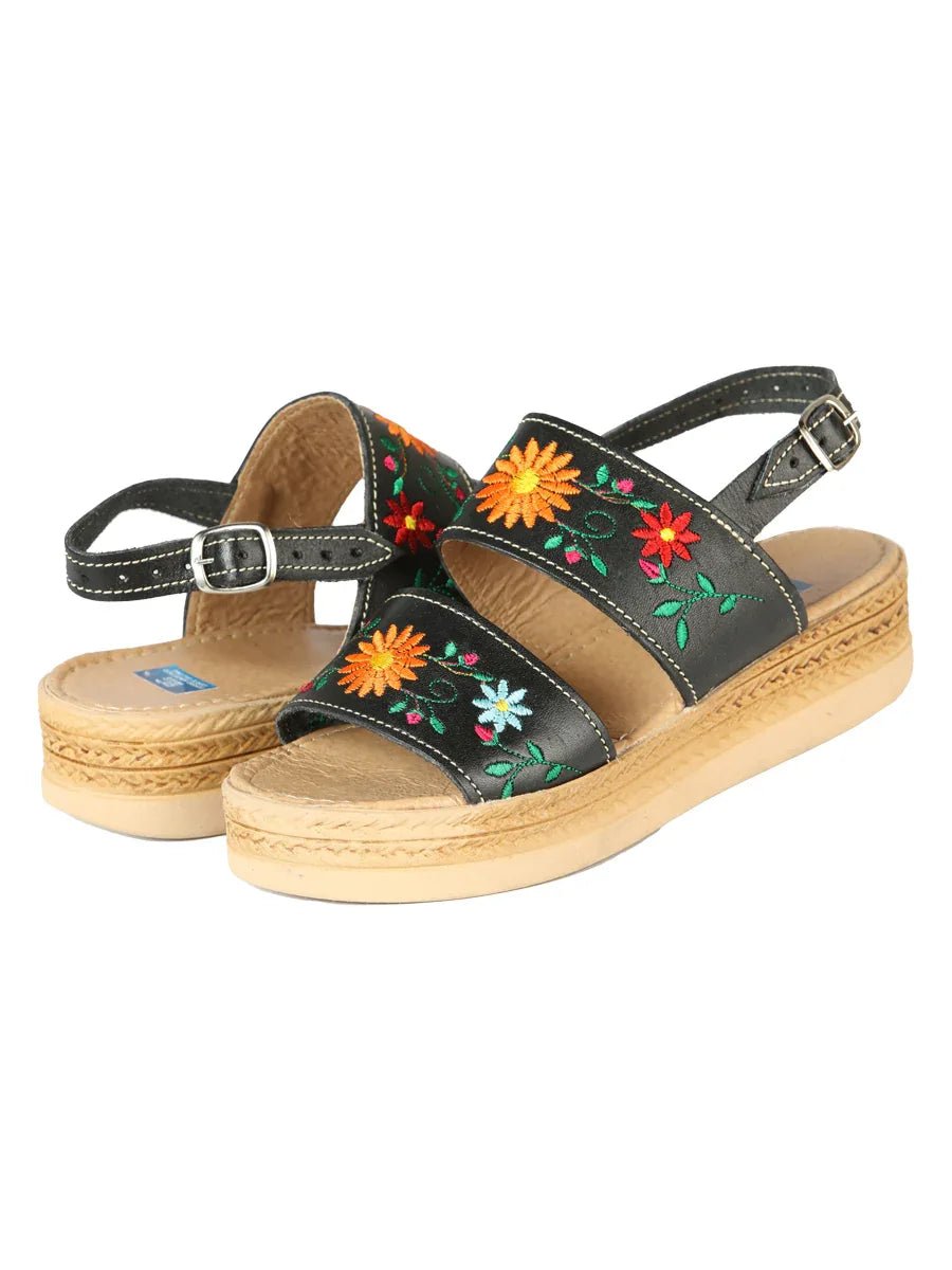 Mexica Artisanal Sandals Leather Black 603953 - N4dboots.com