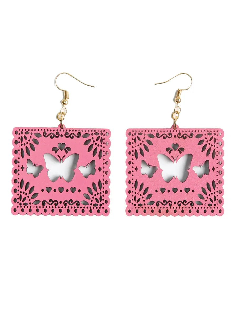 Artisanal Handmade Earrings Wood Pink 603946 - N4dboots.com