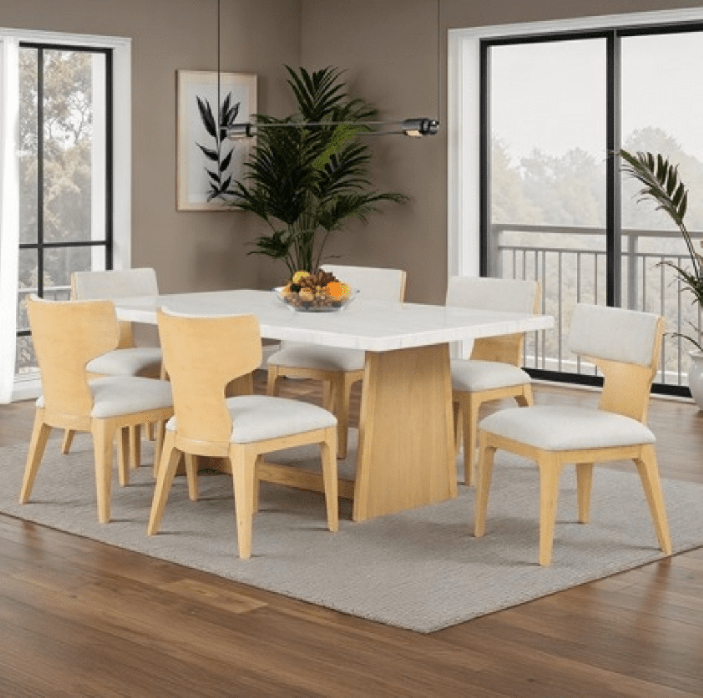 CAERWYS 7PC DINING TABLE SET | FM34004NT - T - 7PC Color Natural - N4dboots.com