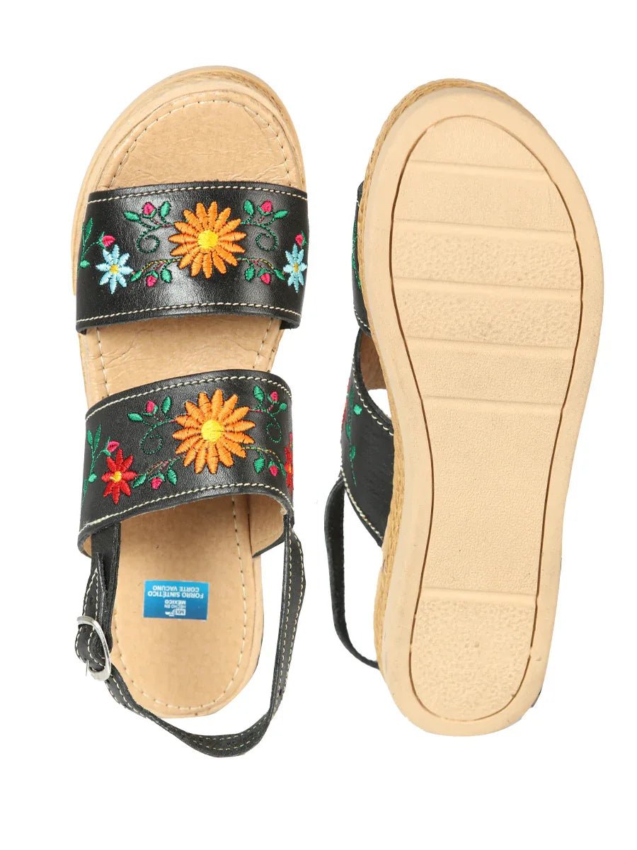 Mexica Artisanal Sandals Leather Black 603953 - N4dboots.com