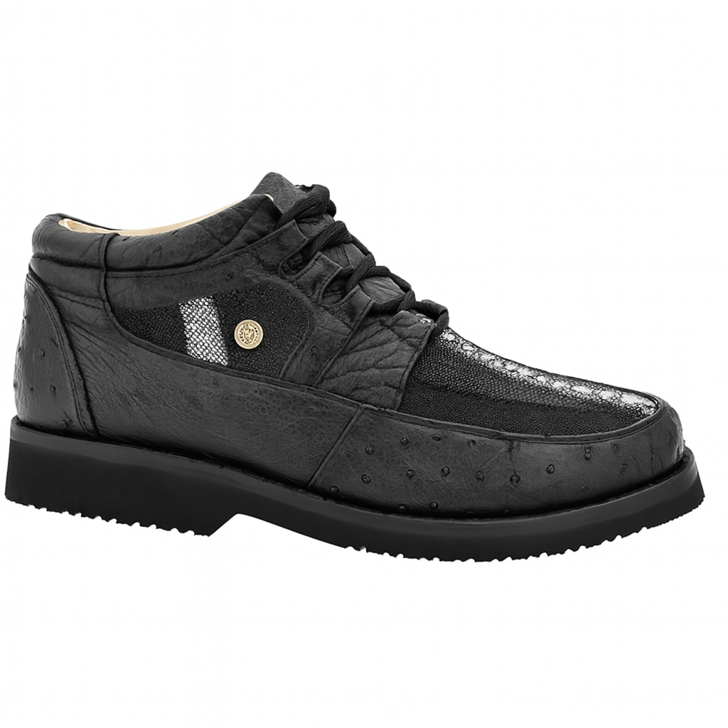 Zapatos Casuales de Mantarraya con Avestruz Original Color Negro