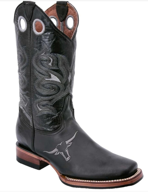 Botas Vaqueras de Cuero con Toro Bordado