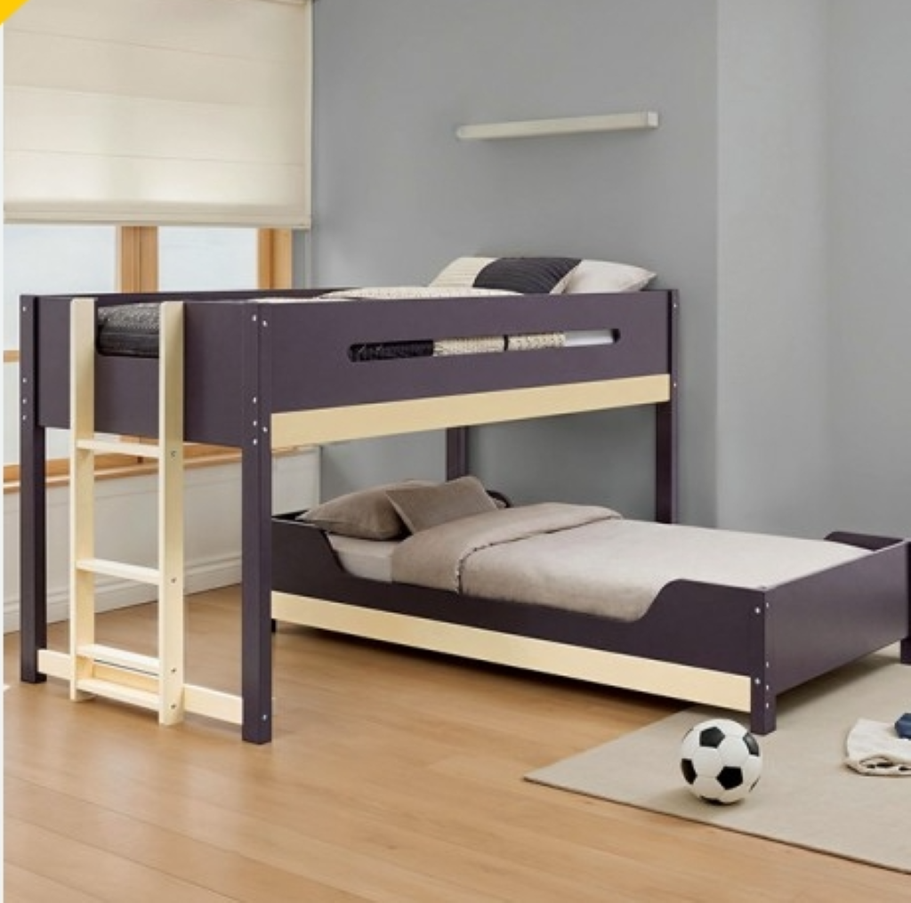 NESTOR Twin/Twin Bunk Bed     |     FM-BK201PR-T-BED Color Mauve Gray