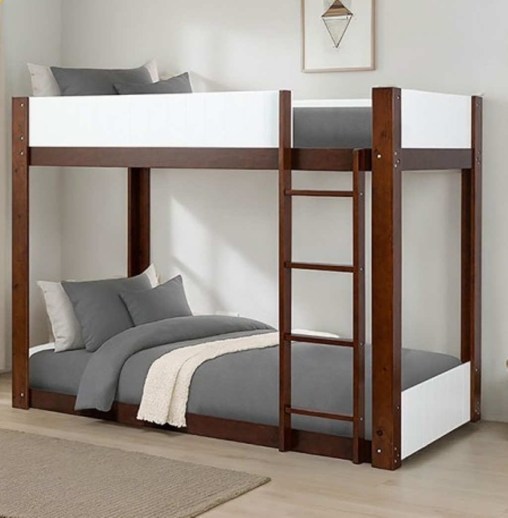 TERRI Twin/Twin Bunk Bed     |     FM-BK204CH-T-BED  Color White/Dark/Cherry