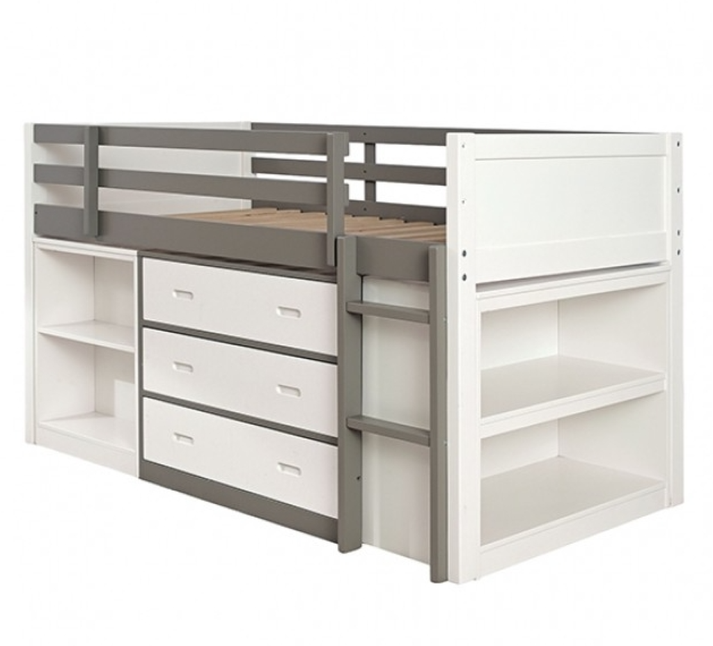 LEDELL Twin Loft Bed     |     FM-BK203GY-T-BED  Color White/Gray