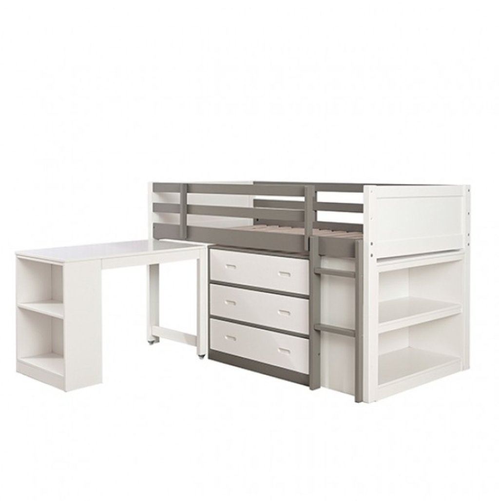 LEDELL Twin Loft Bed     |     FM-BK203GY-T-BED  Color White/Gray