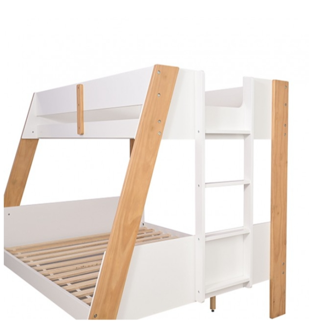 DELVIN Twin/Full Bunk Bed     |     FM-BK202WH-TF-BED   Color White/Natural