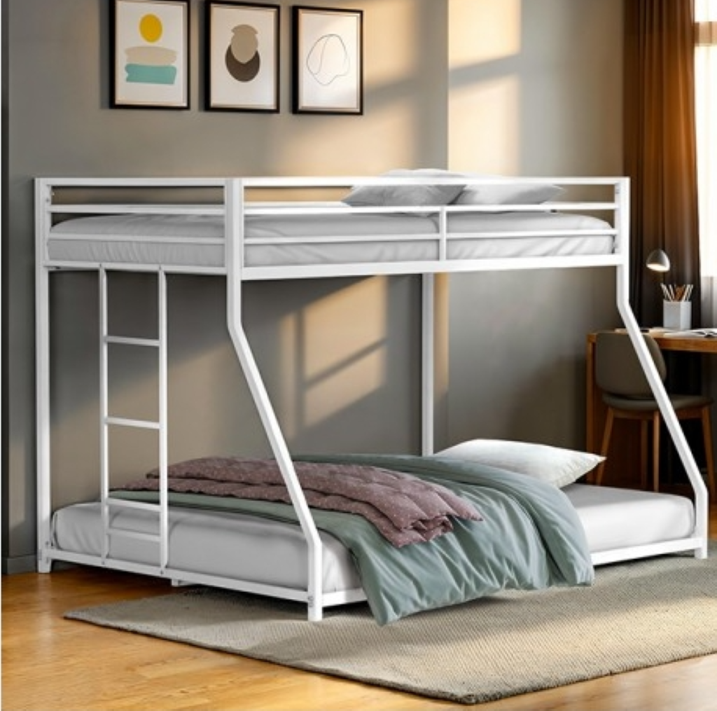 ROTHWELL Twin/full Metal Bunk Bed     |     FM-BK1200WH-TF   Color Matte Withe