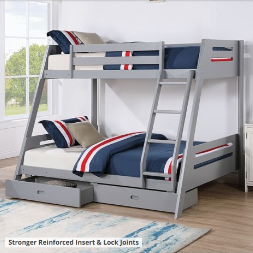 EMILE Twin/Full Bunk Bed     |     FM-BK003GY-BED   Color Gray
