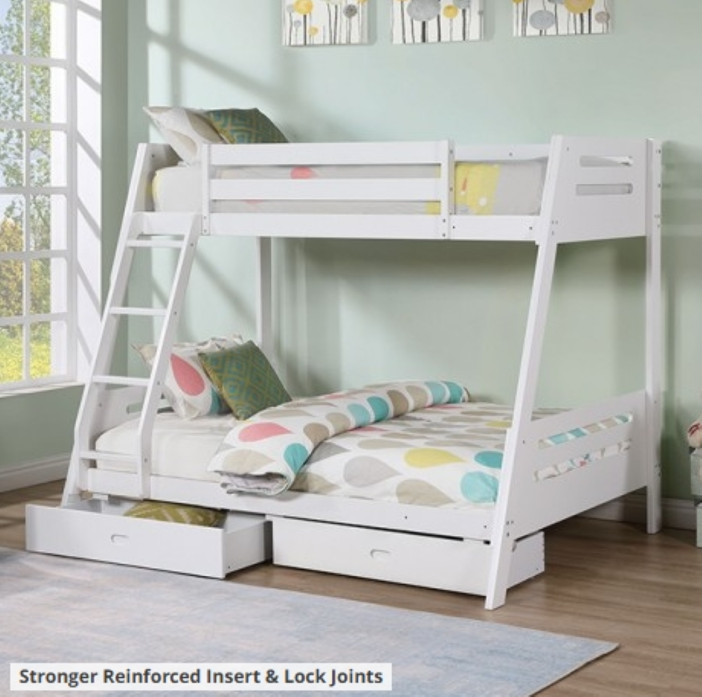 EMILEE Twin/Full Bunk Bed     |     FM-BK003WH-BED Color White