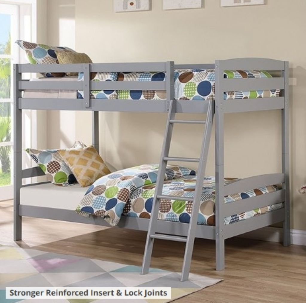 CANDICE Twin/Twin Bunk Bed     |     FM-BK002GY   Color Gray