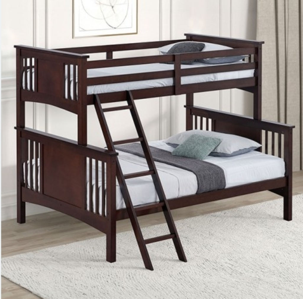 SPRING CREEK Twin/Full Bunk Bed     |     FM-BK602F-DW-BED  Color Dark Walnut