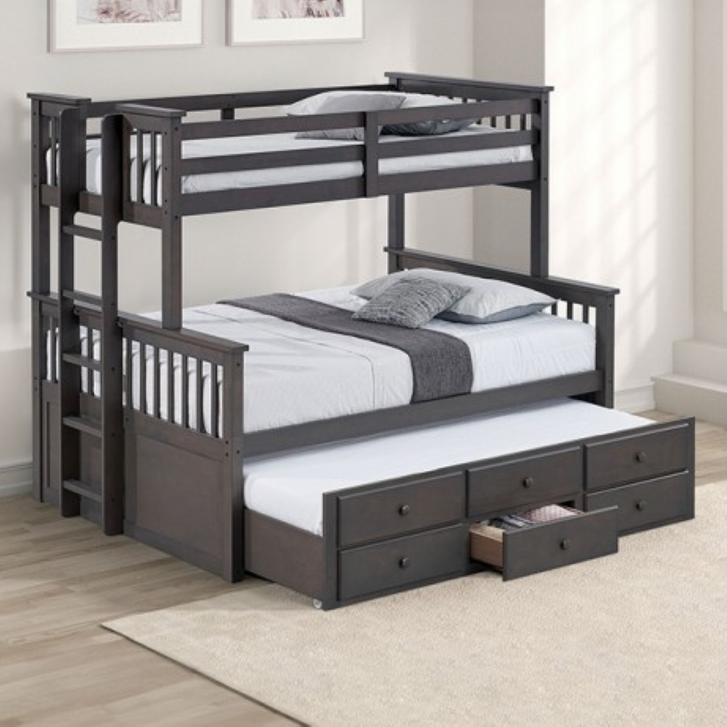 UNIVERSITY Twin/Full Bunk Bed     |     FM-BK458F-GY-BED  Color Gray