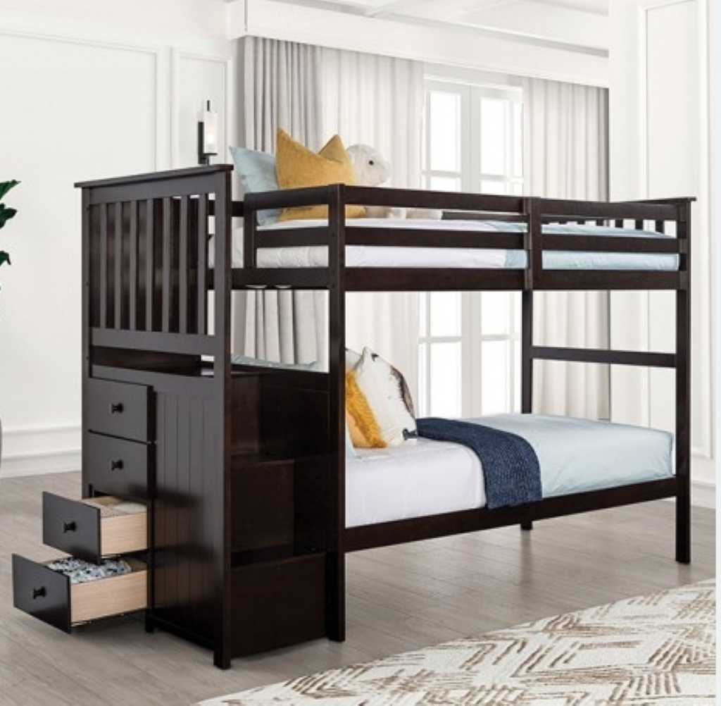 ONTARIO Twin/Twin Bunk Bed     |     FM-BK102ES-T-BED  Color Espresso