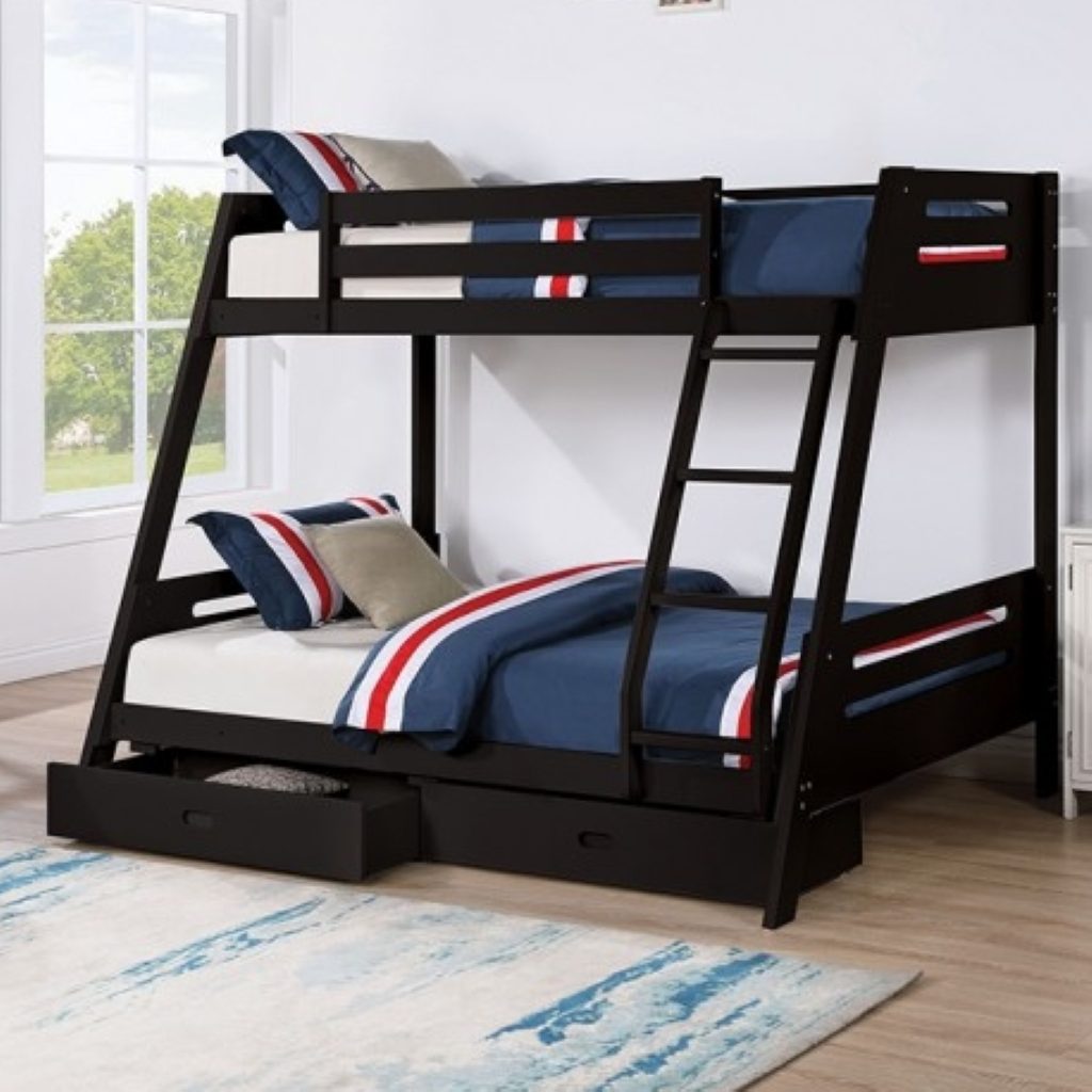 EMILEE Twin/Full Bunk Bed     |     FM-BK003BK-BED  Color Black
